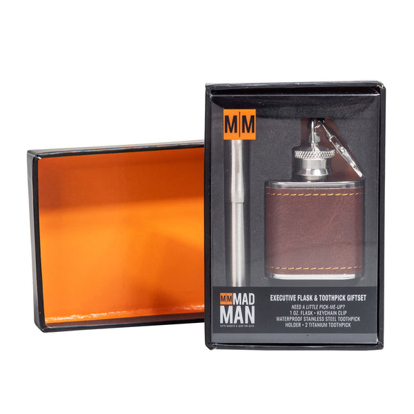 Keychain Flask And Stainless Steel Toothpick Set