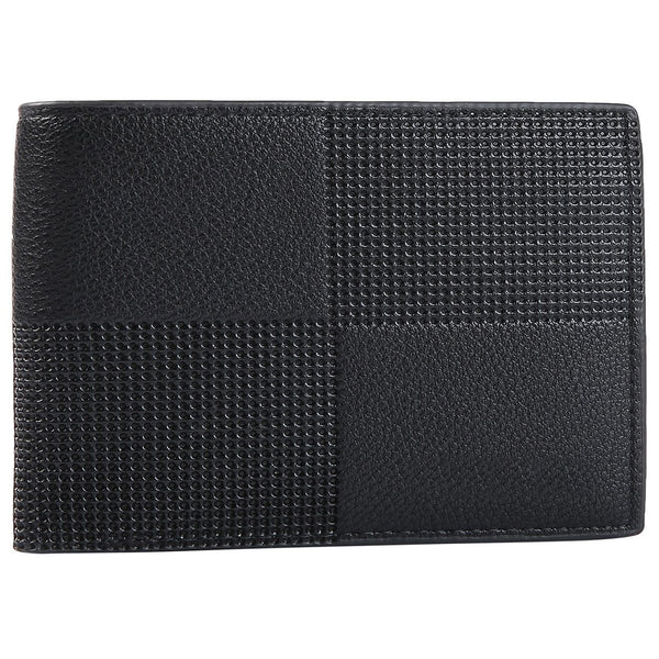 Charcoal Check and Leather Bifold Wallet