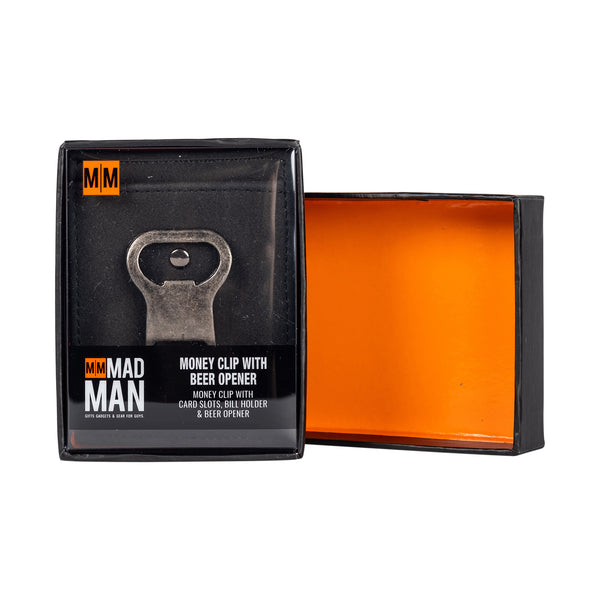 Men's Leather Money Clip With Bottle Opener