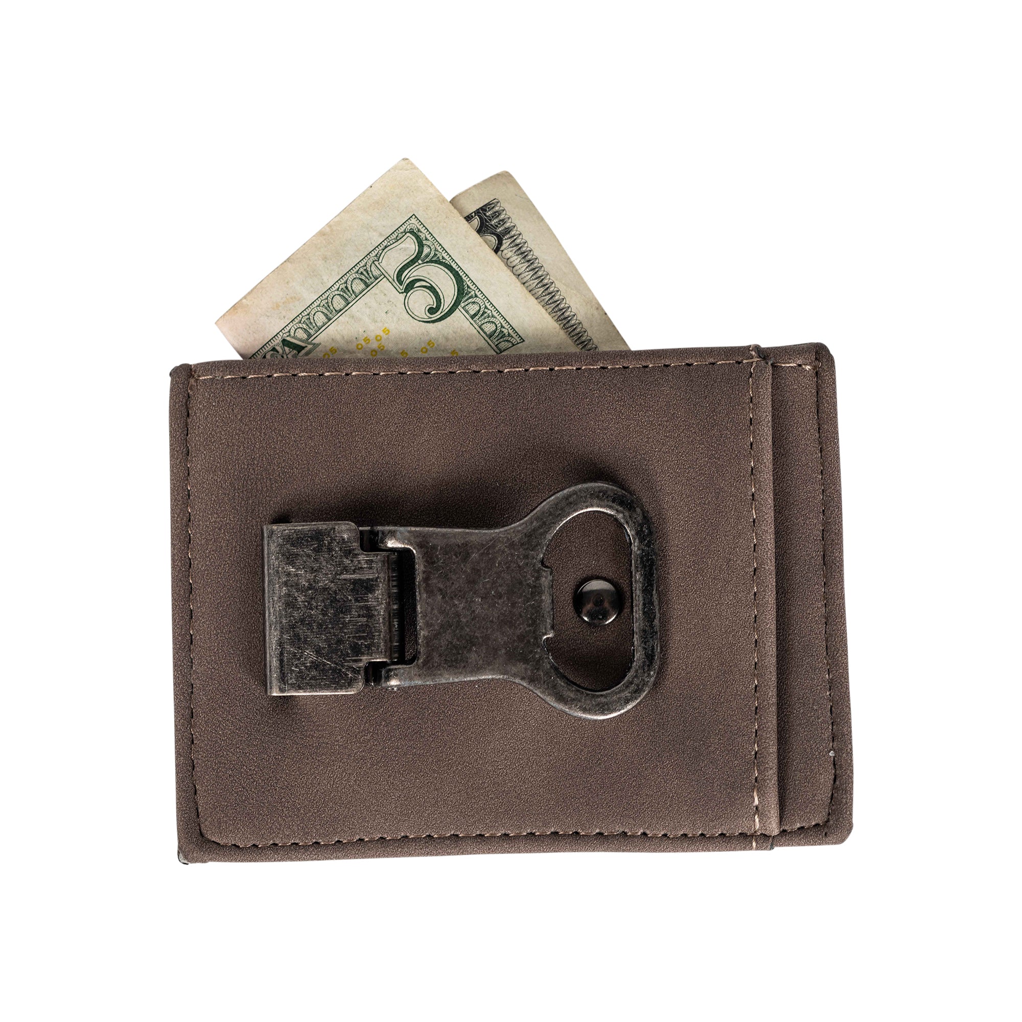 Men's Leather Money Clip With Bottle Opener